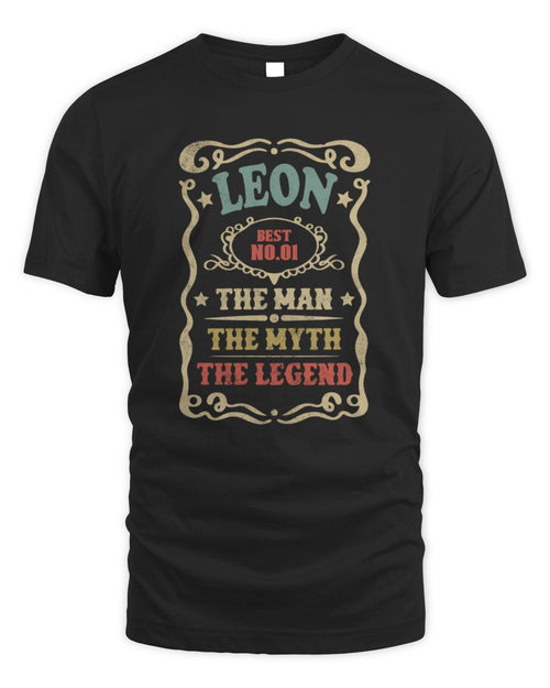 The Man The Myth The Legend Vintage Gold Wine Shirt LEON M1-52 / Unisex Standard T-Shirt / black