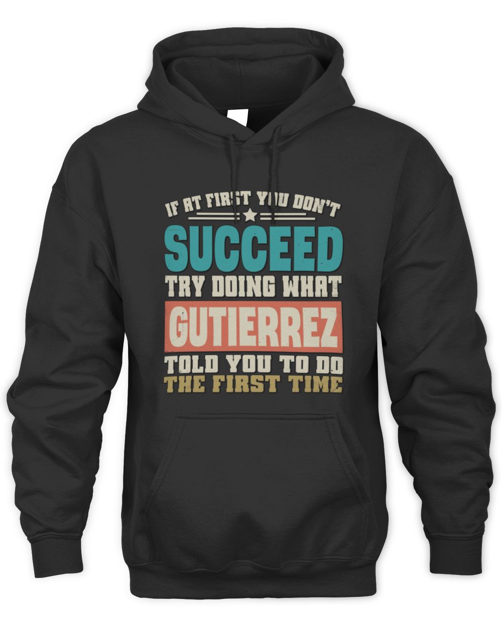 If at First You Don't Succeed Funny Vintage Shirt GUTIERREZ M1-53 / Unisex Hoodie / black