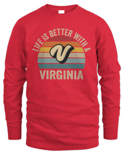 Life Is Better with Name Vintage Sun Shirt VIRGINIA M1-50 / Men's Long Sleeved T-Shirt / red