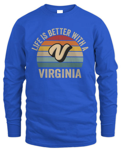 Life Is Better with Name Vintage Sun Shirt VIRGINIA M1-50 / Men's Long Sleeved T-Shirt / royal