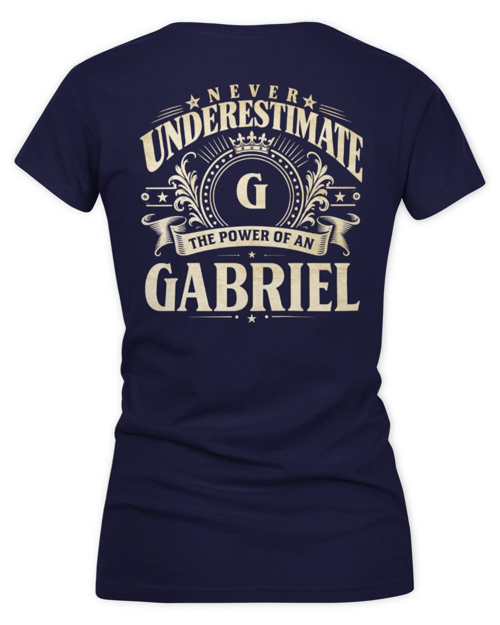 Never Underestimate Your Name Luxury Logo Shirt GABRIEL M1-63 / Women's V-Neck T-Shirt / navy