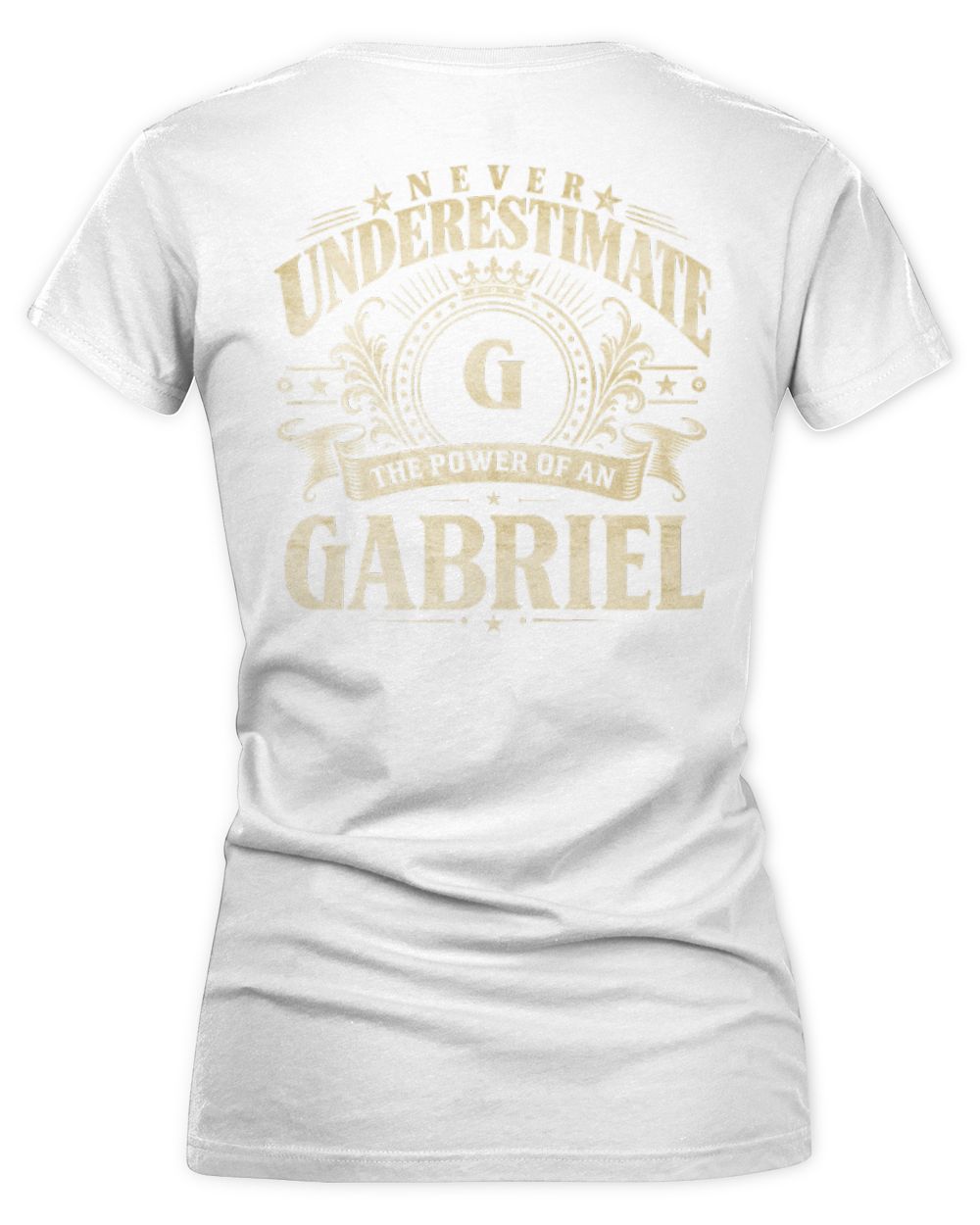 Never Underestimate Your Name Luxury Logo Shirt GABRIEL M1-63 / Women's V-Neck T-Shirt / white