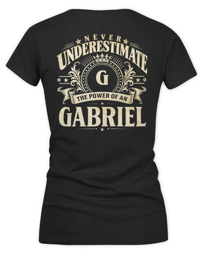 Never Underestimate Your Name Luxury Logo Shirt GABRIEL M1-63 / Women's V-Neck T-Shirt / black