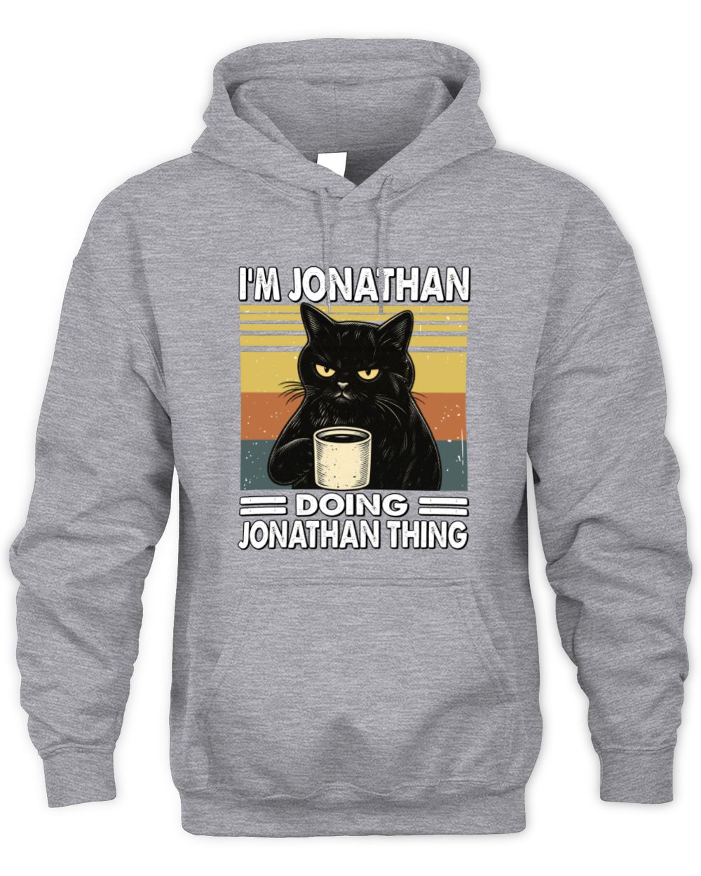 I'm Name Doing Name Thing Grumpy Black Cat Shirt JONATHAN M1-79 / Unisex Hoodie / sport grey