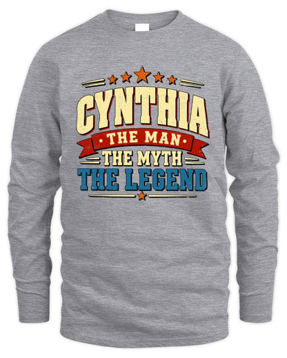 The Man The Myth The Legend Ribbon Vintage T-Shirt CYNTHIA M1-56 / Men's Long Sleeved T-Shirt / sport grey