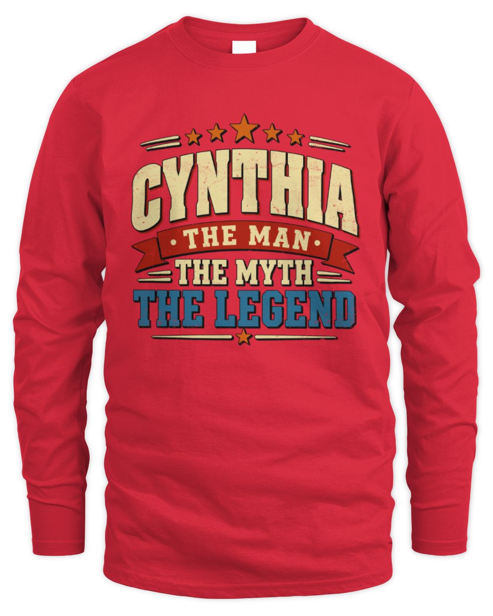The Man The Myth The Legend Ribbon Vintage T-Shirt CYNTHIA M1-56 / Men's Long Sleeved T-Shirt / red