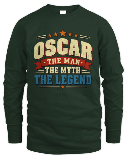 The Man The Myth The Legend Ribbon Vintage T-Shirt OSCAR M1-56 / Men's Long Sleeved T-Shirt / forest green