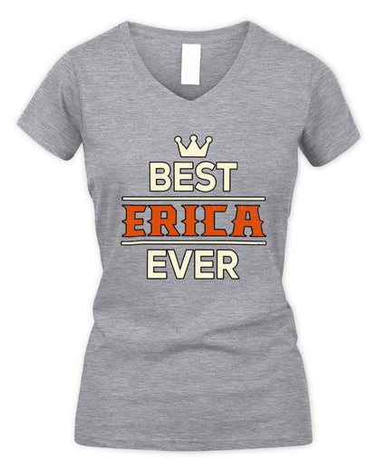 Best Your Name With Crown Shirt ERICA M1-59 / Women's V-Neck T-Shirt / sport grey
