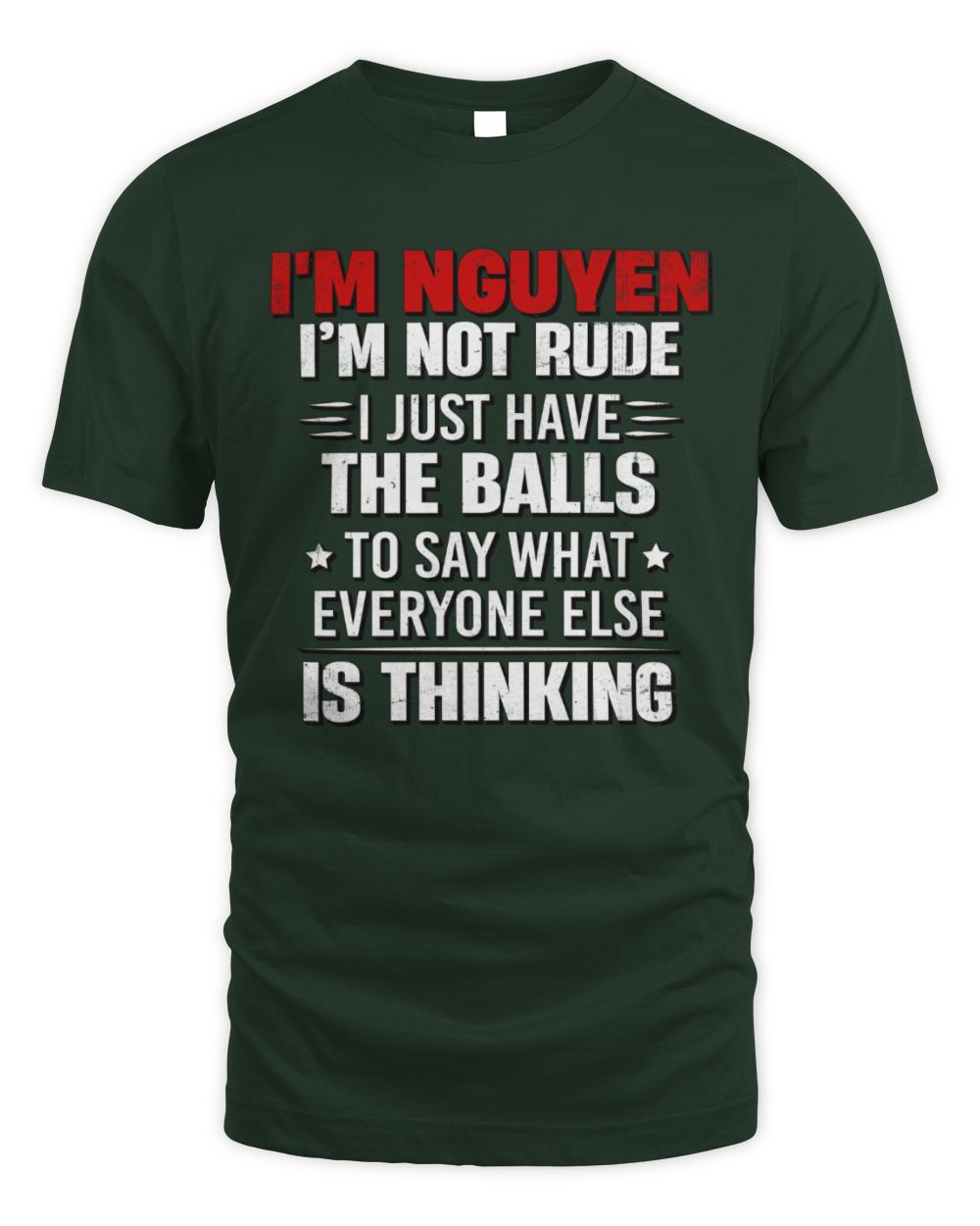 I'm Name I'm Not Rude I Just Have The Balls Funny T-Shirt NGUYEN M1-46 / Unisex Standard T-Shirt / forest green