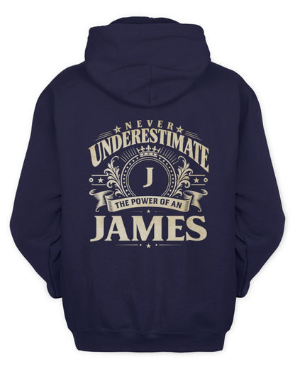 Never Underestimate Your Name Luxury Logo Shirt JAMES M1-63 / Unisex Hoodie / navy