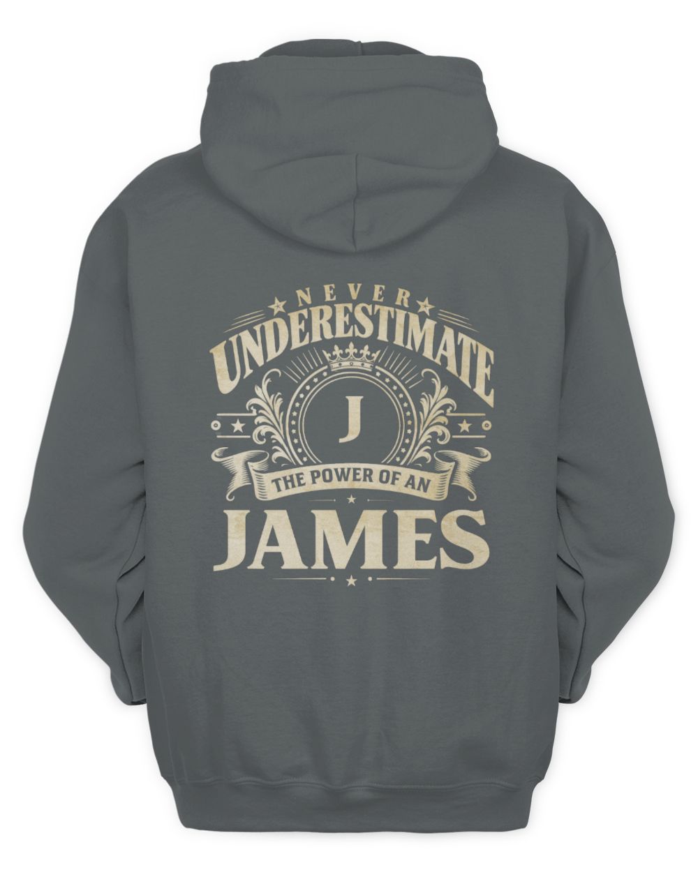 Never Underestimate Your Name Luxury Logo Shirt JAMES M1-63 / Unisex Hoodie / charcoal