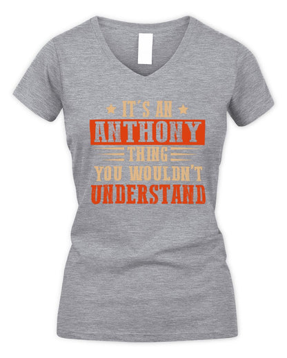 It's a Name Thing Personalized Funny Shirt ANTHONY M1-51 / Women's V-Neck T-Shirt / sport grey