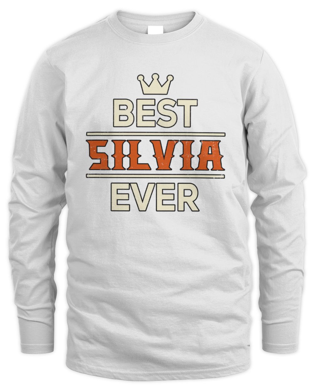 Best Your Name With Crown Shirt SILVIA M1-59 / Men's Long Sleeved T-Shirt / white