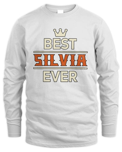 Best Your Name With Crown Shirt SILVIA M1-59 / Men's Long Sleeved T-Shirt / white