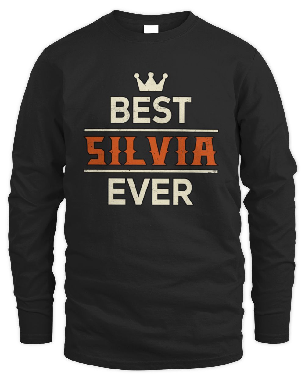Best Your Name With Crown Shirt SILVIA M1-59 / Men's Long Sleeved T-Shirt / black