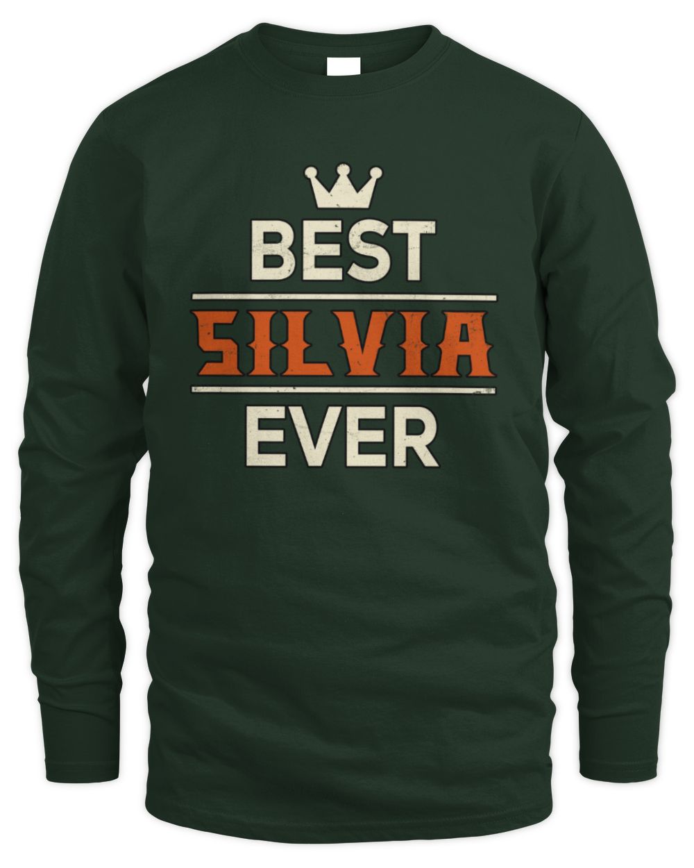 Best Your Name With Crown Shirt SILVIA M1-59 / Men's Long Sleeved T-Shirt / forest green