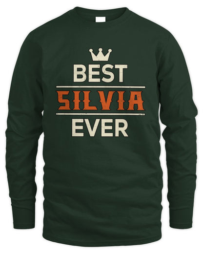 Best Your Name With Crown Shirt SILVIA M1-59 / Men's Long Sleeved T-Shirt / forest green