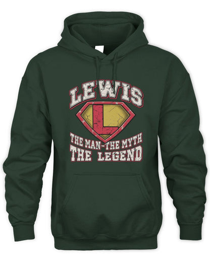 The Man The Myth The Legend Superman Graphic T-Shirt LEWIS M1-74 / Unisex Hoodie / forest green
