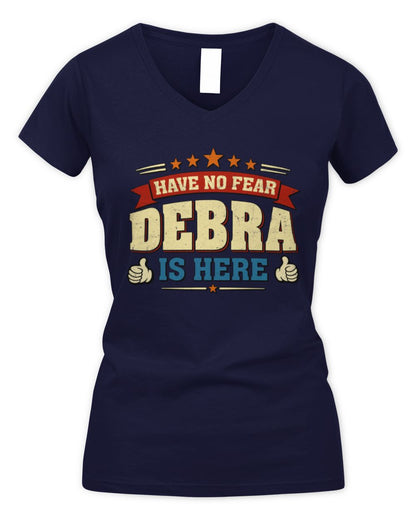 Have No Fear Your Name Is Here Cool Graphic T-Shirt DEBRA M1-71 / Women's V-Neck T-Shirt / navy