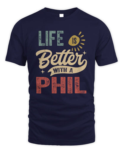 Life Is Better With a Name Personalized Retro T-Shirt PHIL-48 / Unisex Standard T-Shirt / navy
