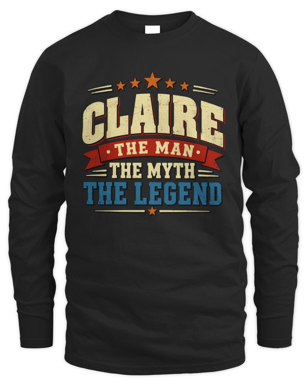 The Man The Myth The Legend Ribbon Vintage T-Shirt CLAIRE M1-56 / Men's Long Sleeved T-Shirt / black