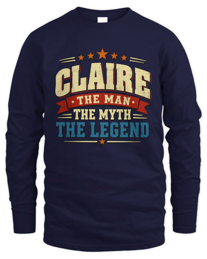 The Man The Myth The Legend Ribbon Vintage T-Shirt CLAIRE M1-56 / Men's Long Sleeved T-Shirt / navy