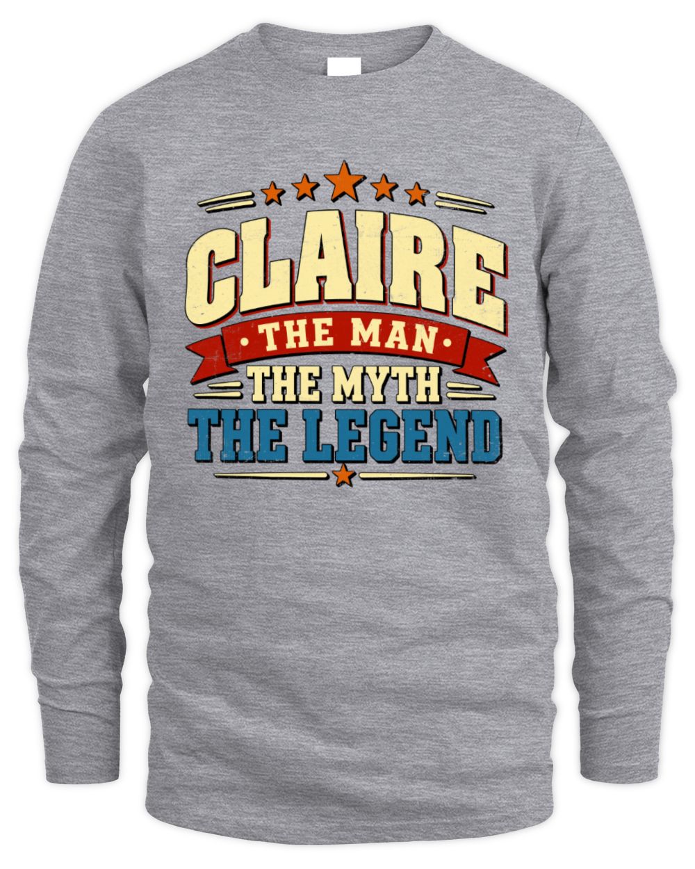 The Man The Myth The Legend Ribbon Vintage T-Shirt CLAIRE M1-56 / Men's Long Sleeved T-Shirt / sport grey