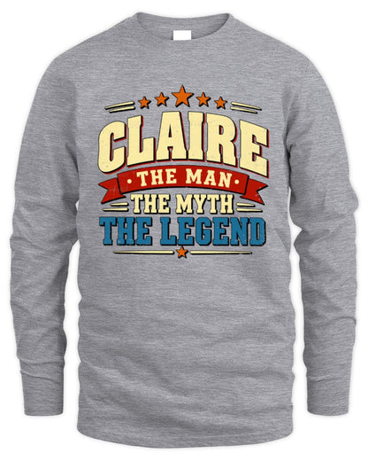 The Man The Myth The Legend Ribbon Vintage T-Shirt CLAIRE M1-56 / Men's Long Sleeved T-Shirt / sport grey