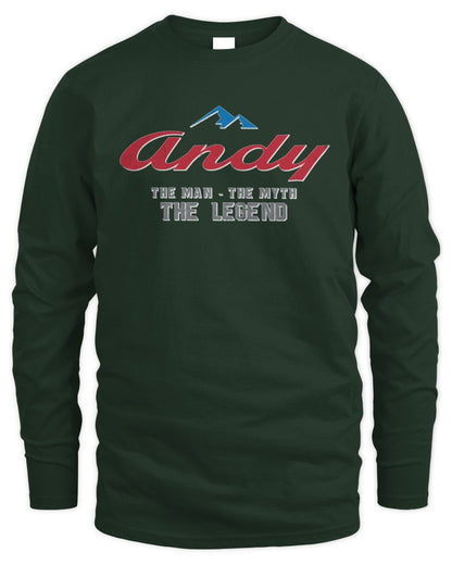 The Man The Myth The Legend Coors Light Beer T-Shirt ANDY M1-S84 / Men's Long Sleeved T-Shirt / forest green