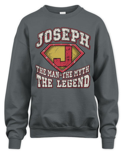 The Man The Myth The Legend Superman Graphic T-Shirt JOSEPH M1-74 / Unisex Sweatshirt / charcoal
