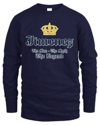 The Man The Myth The Legend Corona Beer T-Shirt JIMENEZ M1-S83 / Men's Long Sleeved T-Shirt / navy