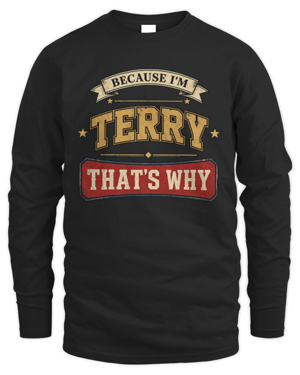 Because I'm Name That's Why Americana T-Shirt TERRY M1-S88 / Men's Long Sleeved T-Shirt / black