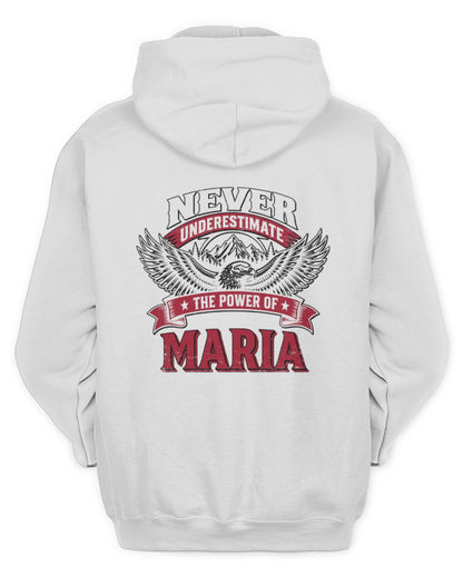 Never Underestimate Your Name Eagle Mountain Shirt MARIA M1-61 / Unisex Hoodie / white