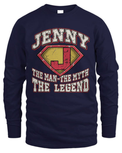 The Man The Myth The Legend Superman Graphic T-Shirt JENNY M1-74 / Men's Long Sleeved T-Shirt / navy