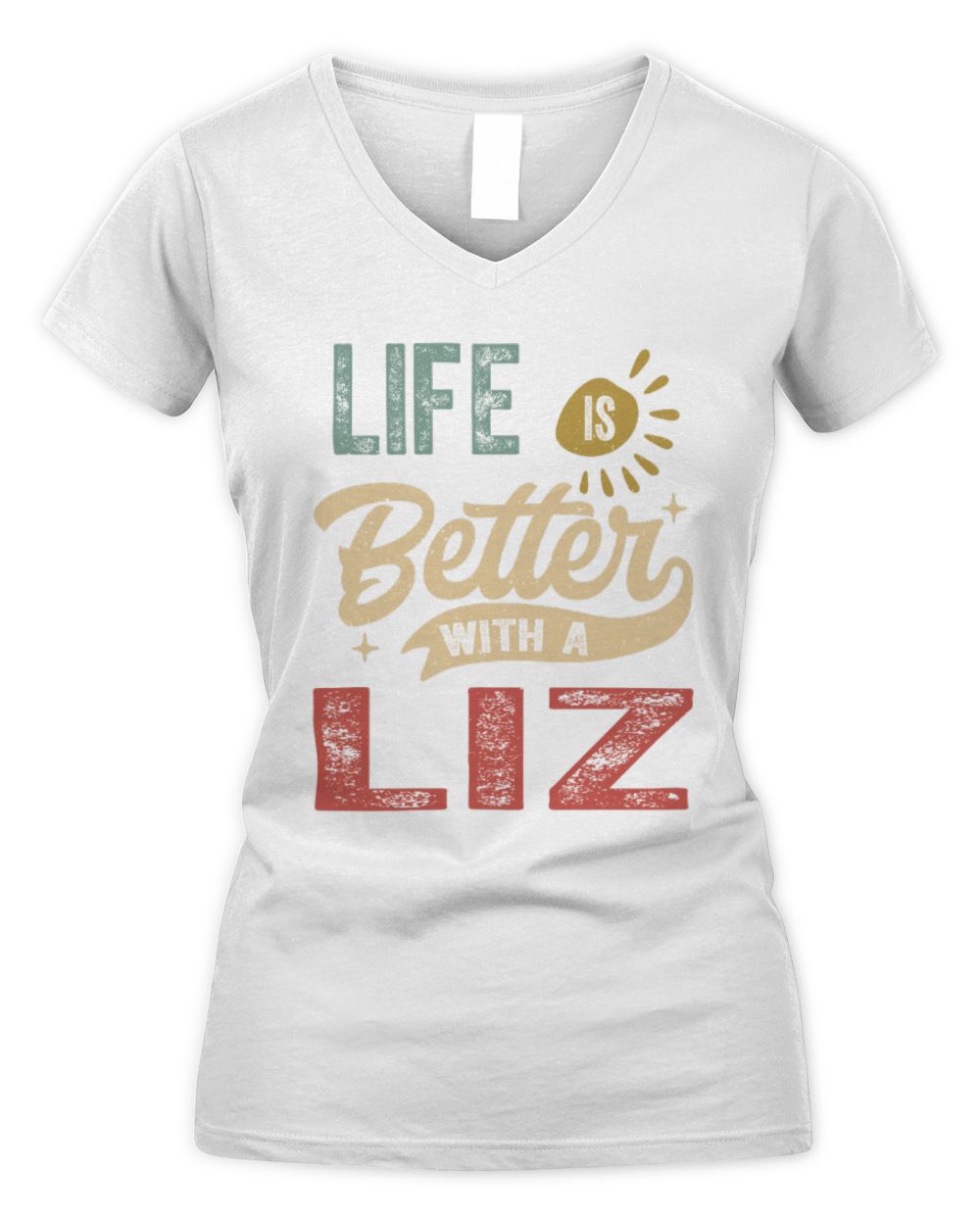 Life Is Better With a Name Personalized Retro T-Shirt LIZ-48 / Women's V-Neck T-Shirt / white