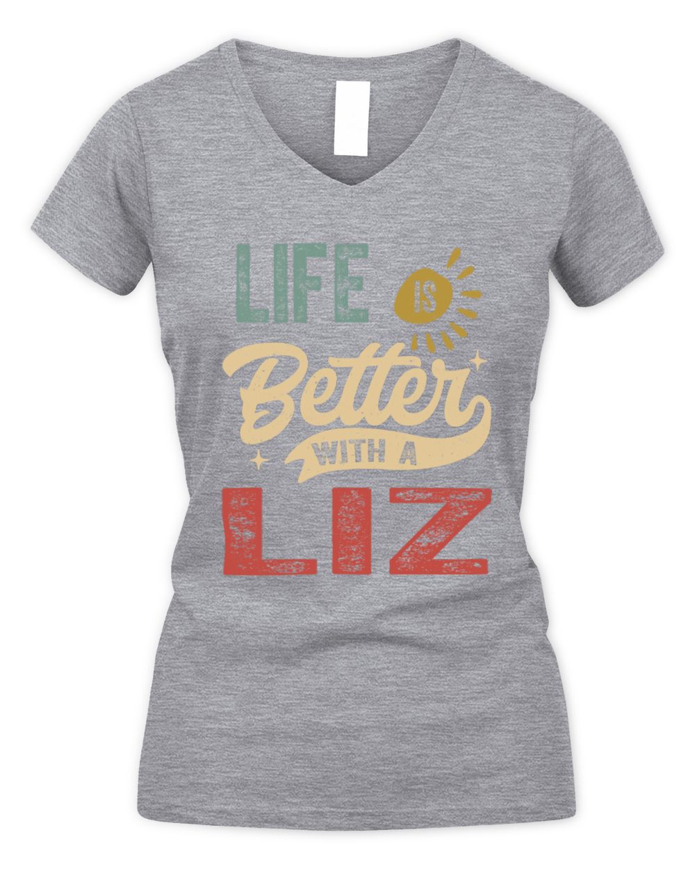 Life Is Better With a Name Personalized Retro T-Shirt LIZ-48 / Women's V-Neck T-Shirt / sport grey