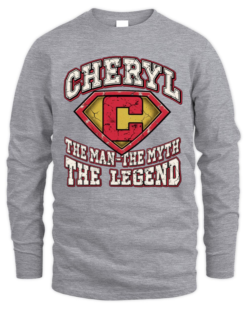 The Man The Myth The Legend Superman Graphic T-Shirt CHERYL M1-74 / Men's Long Sleeved T-Shirt / sport grey