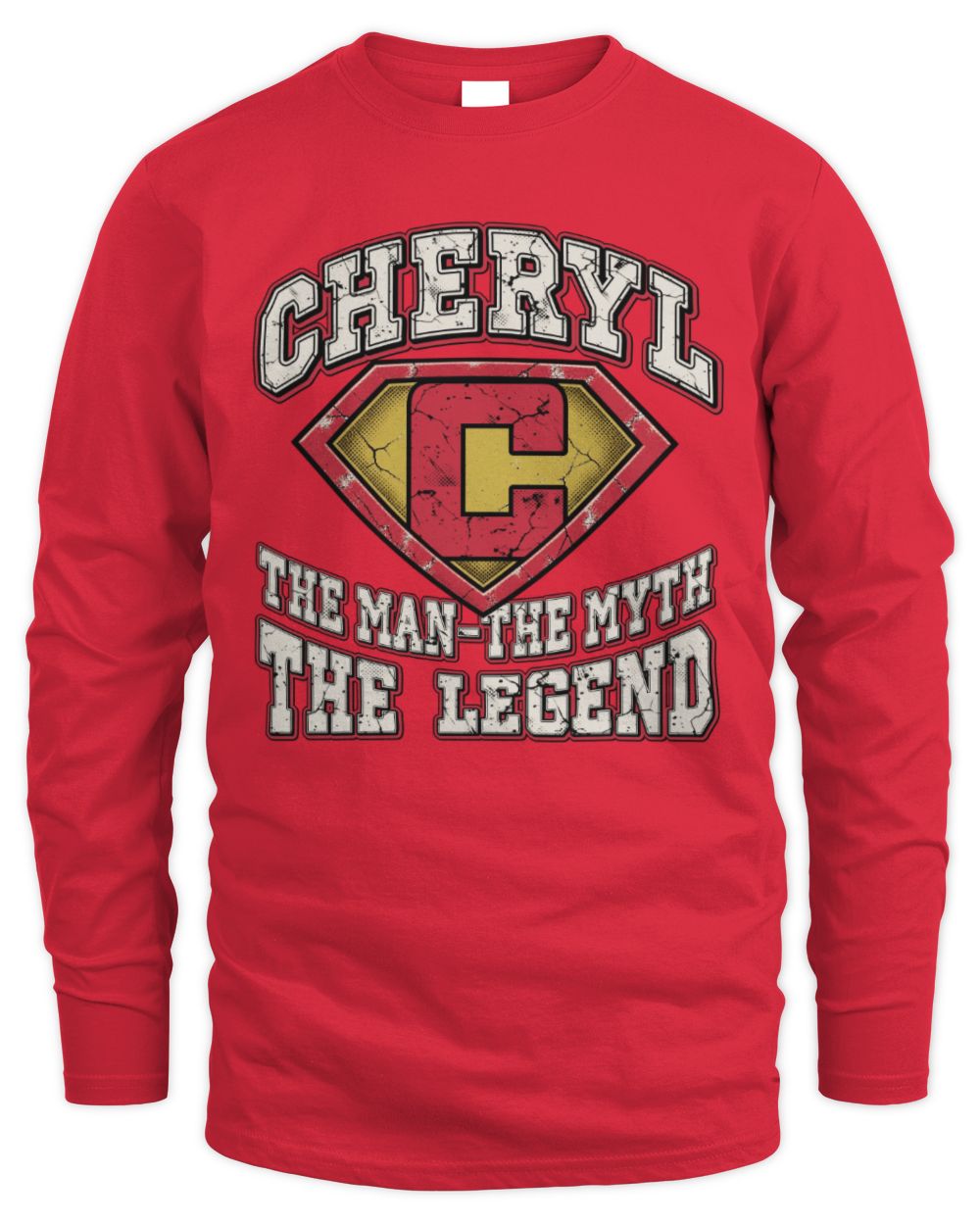 The Man The Myth The Legend Superman Graphic T-Shirt CHERYL M1-74 / Men's Long Sleeved T-Shirt / red