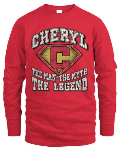 The Man The Myth The Legend Superman Graphic T-Shirt CHERYL M1-74 / Men's Long Sleeved T-Shirt / red