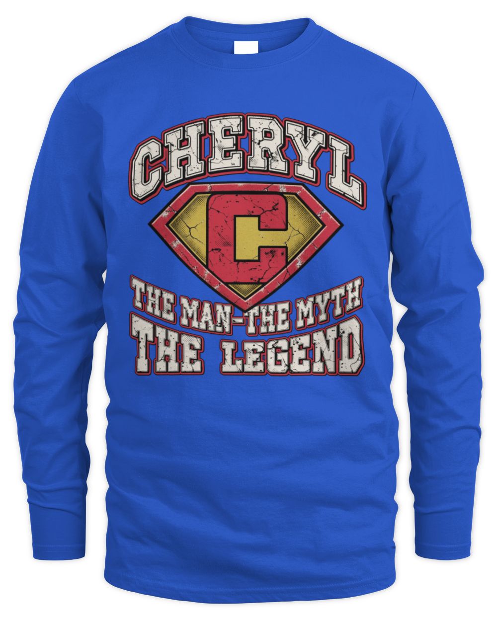 The Man The Myth The Legend Superman Graphic T-Shirt CHERYL M1-74 / Men's Long Sleeved T-Shirt / royal