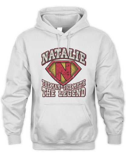 The Man The Myth The Legend Superman Graphic T-Shirt NATALIE M1-74 / Unisex Hoodie / white