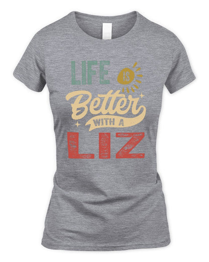 Life Is Better With a Name Personalized Retro T-Shirt LIZ-48 / Women's Standard T-Shirt / sport grey
