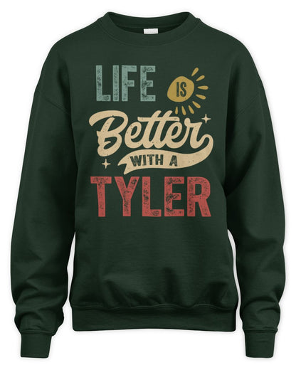 Life Is Better With a Name Personalized Retro T-Shirt TYLER-48 / Unisex Sweatshirt / forest green