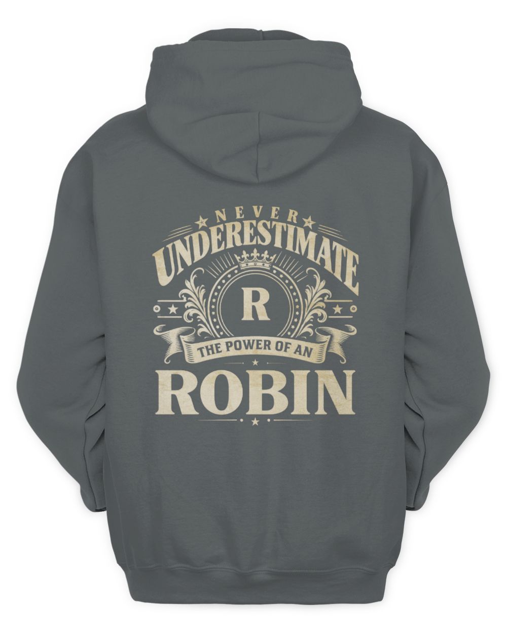 Never Underestimate Your Name Luxury Logo Shirt ROBIN M1-63 / Unisex Hoodie / charcoal