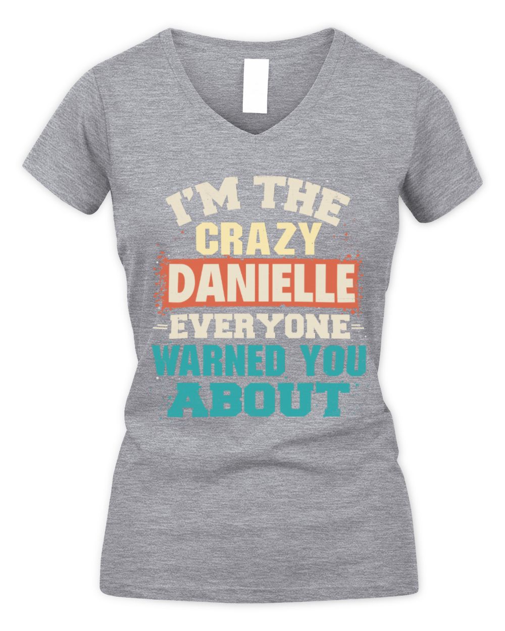 I'm the Crazy One Everyone Warned You About Retro Graphic T-Shirt DANIELLE M1-70 / Women's V-Neck T-Shirt / sport grey