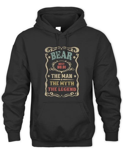 The Man The Myth The Legend Vintage Gold Wine Shirt BEAR M1-52 / Unisex Hoodie / black