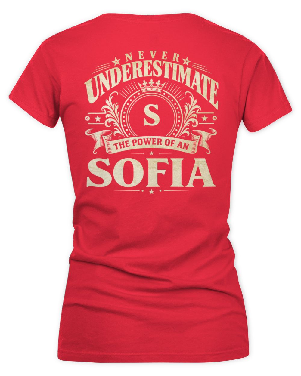 Never Underestimate Your Name Luxury Logo Shirt SOFIA M1-63 / Women's V-Neck T-Shirt / red
