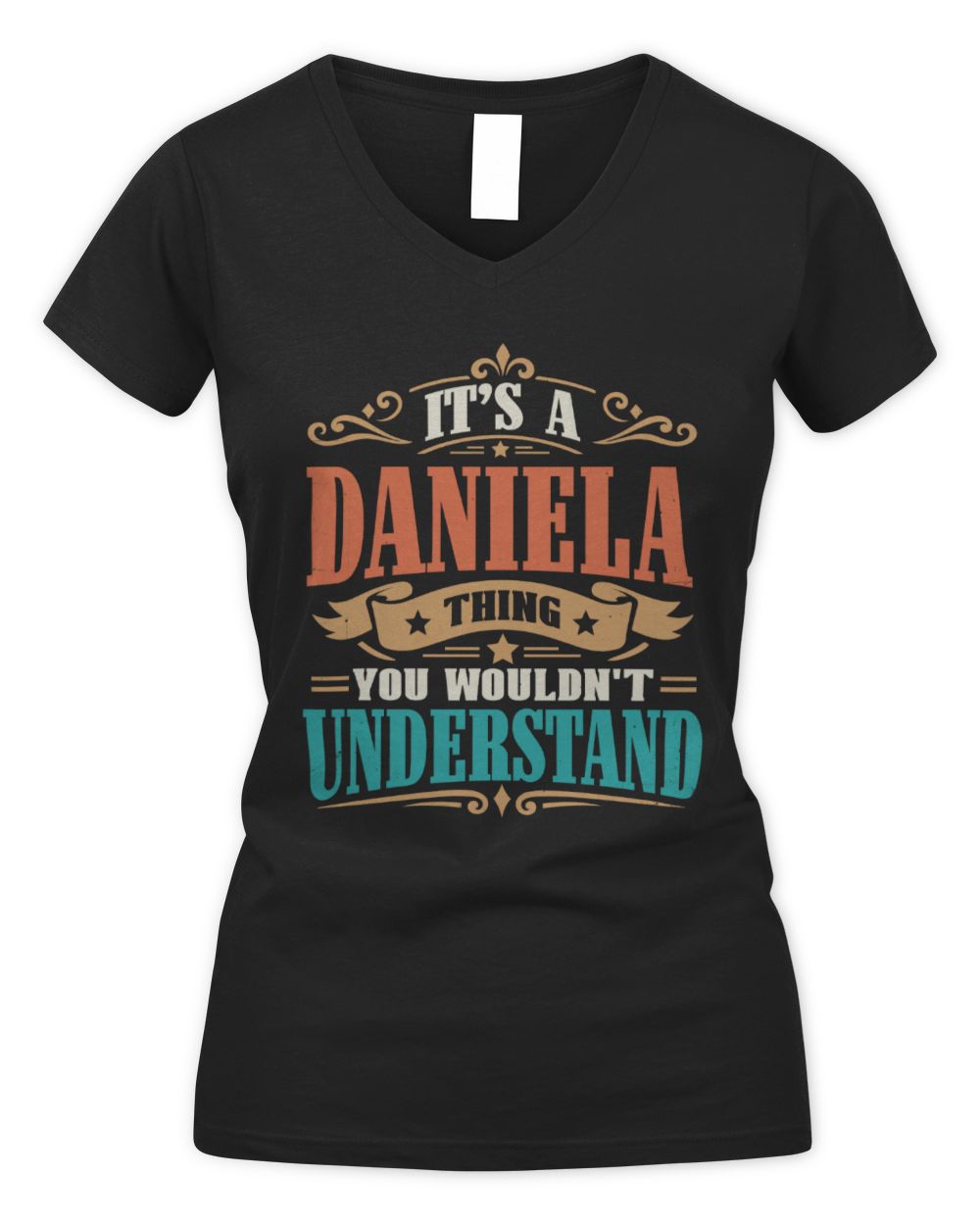 It’s a Name Thing Personalized Retro T-Shirt DANIELA M1-47 / Women's V-Neck T-Shirt / black