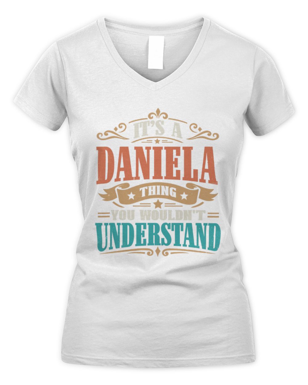 It’s a Name Thing Personalized Retro T-Shirt DANIELA M1-47 / Women's V-Neck T-Shirt / white