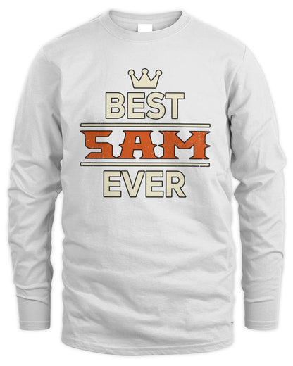 Best Your Name With Crown Shirt SAM M1-59 / Men's Long Sleeved T-Shirt / white